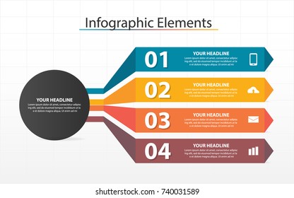 Business horizontal timeline process chart infographics template. Vector banner used for presentation and workflow layout diagram, web design. Abstract elements of graph 