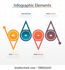 Business horizontal timeline process chart infographics template. Vector banner used for presentation and workflow layout diagram, web design. Abstract elements of graph 