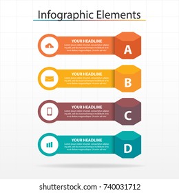 Business horizontal timeline process chart infographics template. Vector banner used for presentation and workflow layout diagram, web design. Abstract elements of graph 