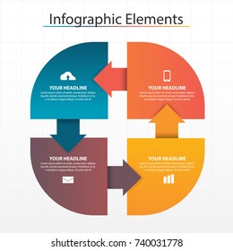 Business horizontal timeline process chart infographics template. Vector banner used for presentation and workflow layout diagram, web design. Abstract elements of graph 