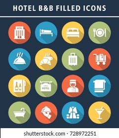 Business Hotel, B&B - Set of 16 filled icons