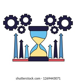 business hourglass chart arrows and gears