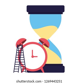 business hourglass clock and stairs