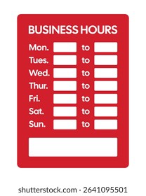 Business Hours Sign – Store Opening and Closing Times Display, Retail Schedule Notice, Office Availability Board, Customizable Operating Hours Template