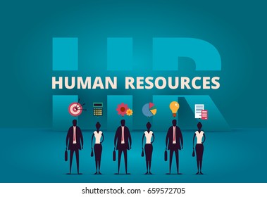 Business HR concept. Human resources manager hiring employee or workers for job. Recruiting staff in company. Organizational socialization metaphor. Acquisition or onboarding illustration.