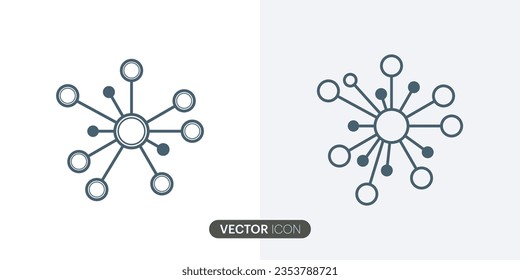 Business Hub network connection icon.Simple connection line icon  in modern design style for web site and mobile app.Different style icons.Vector Illustration