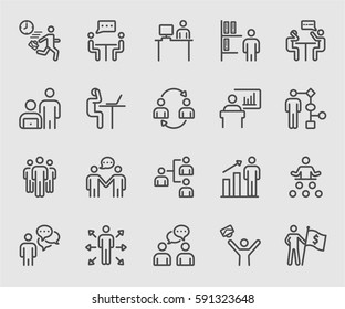 Business human and Work line icon