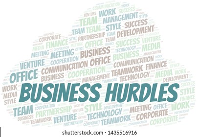 Business Hurdles word cloud. Collage made with text only.