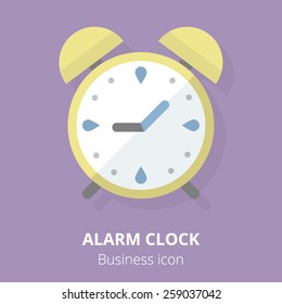 Business icon. Alarm clock. Flat vector illustration.