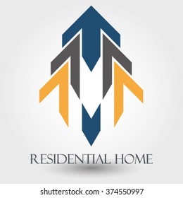 Business icon arrow logo Template -shaped office building housing the company or the concept of corporate identity symbol