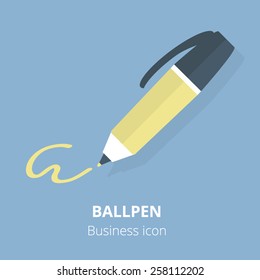 Business Icon. Ballpen. Flat Vector Illustration.