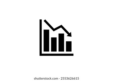 business icon bar chart arrow down