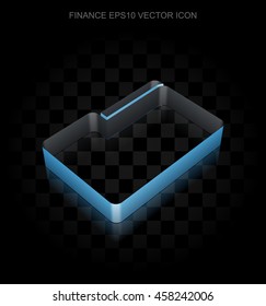 Business icon: Blue 3d Folder made of paper tape on black background, transparent shadow, EPS 10 vector illustration.