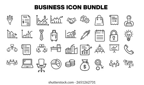 Business Icon Bundle Stock Illustration Set with Various Business Concepts and Graphics for Professional Use and Design Projects