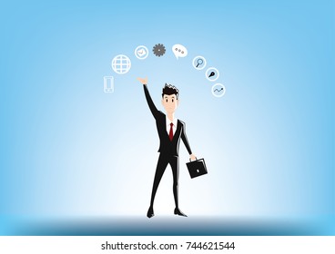 Business icon of businessman. Business vector illustration