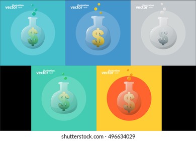 Business icon, chemical laboratory flask, graphic design stylish concept 