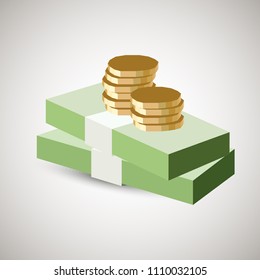 business icon of coins and paper money. illustration finance for websites