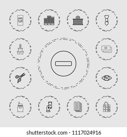 Business icon. collection of 13 business outline icons such as building, barber scissors, payment, tie, eye, vending machine. editable business icons for web and mobile.