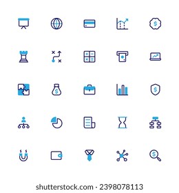 Business Icon Collection. Pixel Finance and Accounting Semibold Color Style 2D Icon