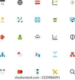 Business Icon Collection. Pixel Perfect Marketing Flat Color Style 2D Icon
