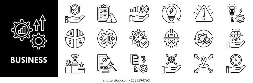Business icon collection set. Containing design strategy, businessman, growth, success, team