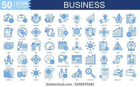 business icon collection set. Containing contract, Income, Idea, financial, opportunity, consumer, target, strategy icon