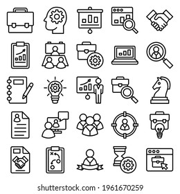 Business icon collection set with simple lined and modern style for use as web and application sign, editable stroke pictogram, finance, teamwork, teamwork