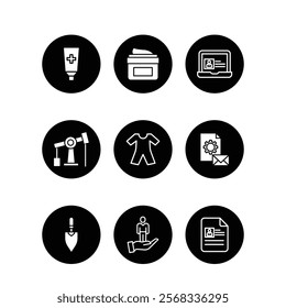 Business icon for company connection set in different style. Name, phone, mobile, place, location, mail, website and message card sign. Contact symbol design template. Vector 10 eps.