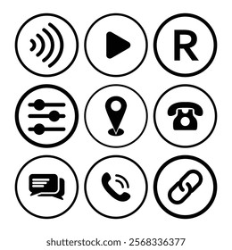 Business icon for company connection set in different style. Name, phone, mobile, place, location, mail, website and message card sign. Contact symbol design template. Vector 10 eps.