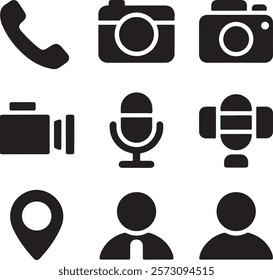 Business icon for company connection set in different style. Name, phone, mobile, place, location, mail, website and message card sign. Contact symbol design template.