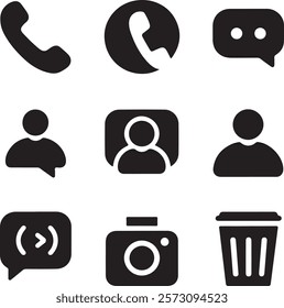 Business icon for company connection set in different style. Name, phone, mobile, place, location, mail, website and message card sign. Contact symbol design template.