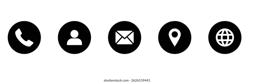 Business icon for company connection,Name, phone, mobile, place, location, mail, website and message card sign. business symbol and icon set 