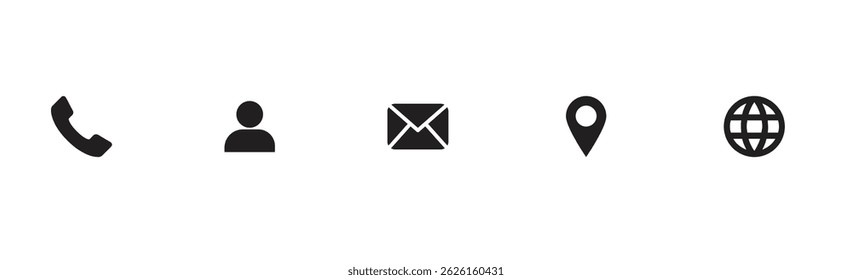 Business icon for company connection,Name, phone, mobile, place, location, mail, website and message card sign. business symbol and icon set 