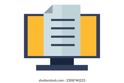 Firmensymbol, Computersymbol mit Dokument, Vektorgrafik.