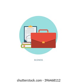 Business icon. Creative concept  of professional training. Financial report. Flat design, minimalist style, modern colours - limpet shell. Vector illustrations for web, banners, infographics, app