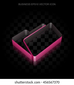 Business icon: Crimson 3d Folder made of paper tape on black background, transparent shadow, EPS 10 vector illustration.