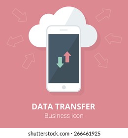 Business icon. Data transfer. Flat vector illustration.