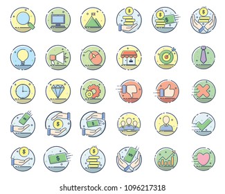 business icon design illustration,line filled style design, designed for web and app