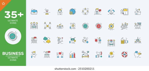 Business Icon Design Set, Business Icons Pack, Business, Icon, Set, Teamwork, Person, Führung, Strategie, Erfolg, Illustration, Wachstum