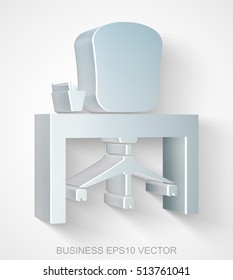 Business icon: extruded Metallic Office with transparent shadow, EPS 10 vector illustration.