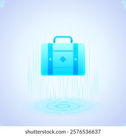 Business icon featuring a blue suitcase with a handle, ideal for business, travel, and organizational themes. Perfect for websites, apps, and presentations