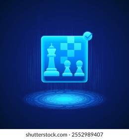 Business icon featuring a chess king and two pawns, symbolizing strategy and planning. The icon includes a checkered pattern, emphasizing tactical thinking and decision-making in business contexts