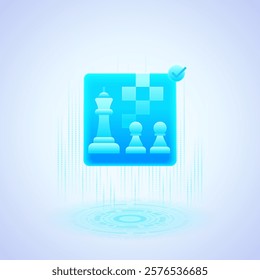 Business icon featuring chess pieces, including a king and pawns, symbolizing strategic planning and decision-making. Business strategy, leadership, and competitive analysis