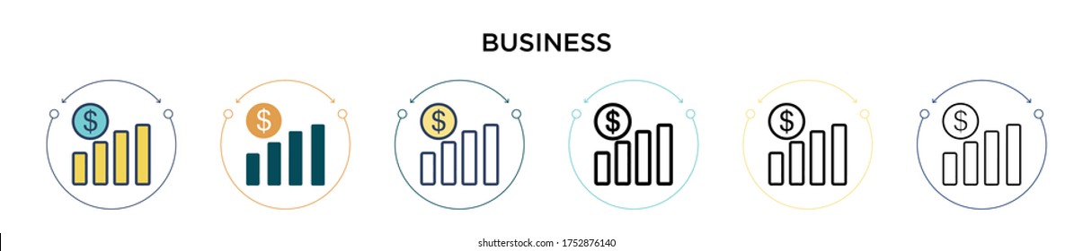 Business Icon in vollem, dünnen Linie, Umriss und Strich Stil. Vektorgrafik von zwei farbigen und schwarzen Vektorgrafiken für Unternehmen kann für mobile, iPhone-, web-basierte
