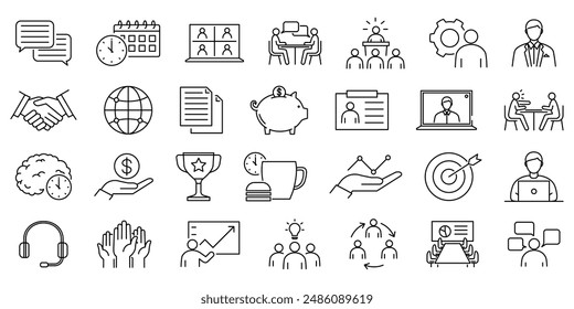 Business icon. Business and finance icon set. Linear banking icon set.