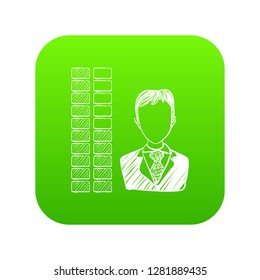 Business icon green vector isolated on white background