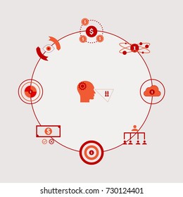Business icon. Business growing. Analytics.Quick start.
