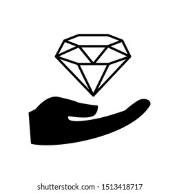 Business icon. Hand with diamond in flat design template