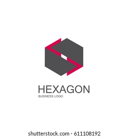 Business icon Hexagon, flat polygonal hexagon, geometric design concept