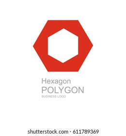 Business icon Hexagon, flat polygonal hexagon, geometric design concept